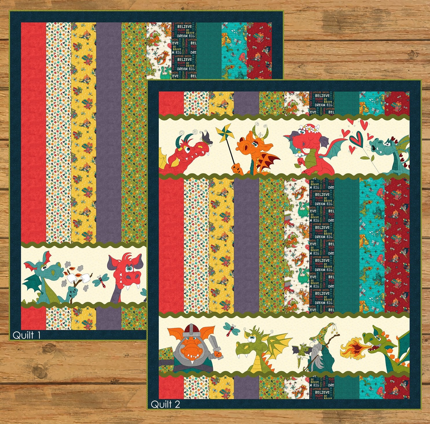 Dragon Friends Strip Quilt Pattern