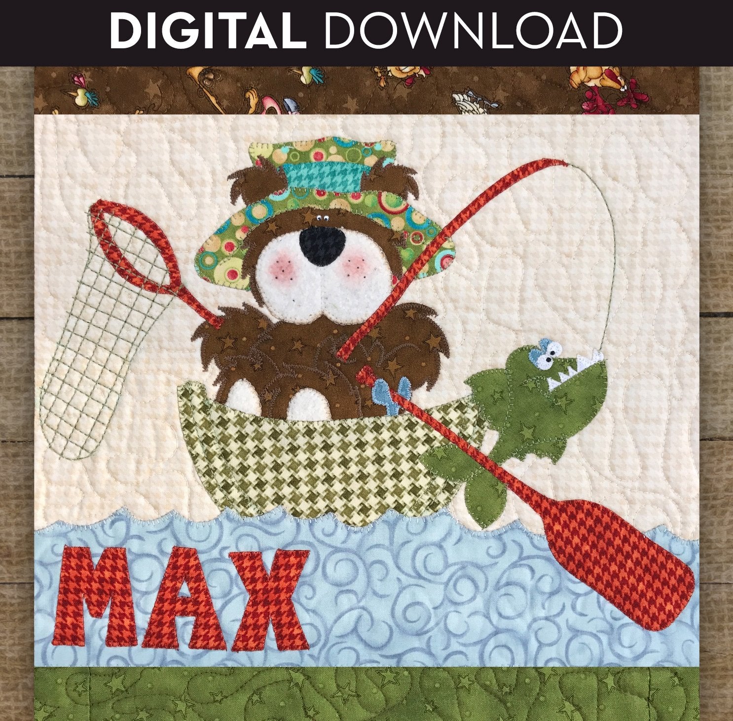 Fishing Bear Applique