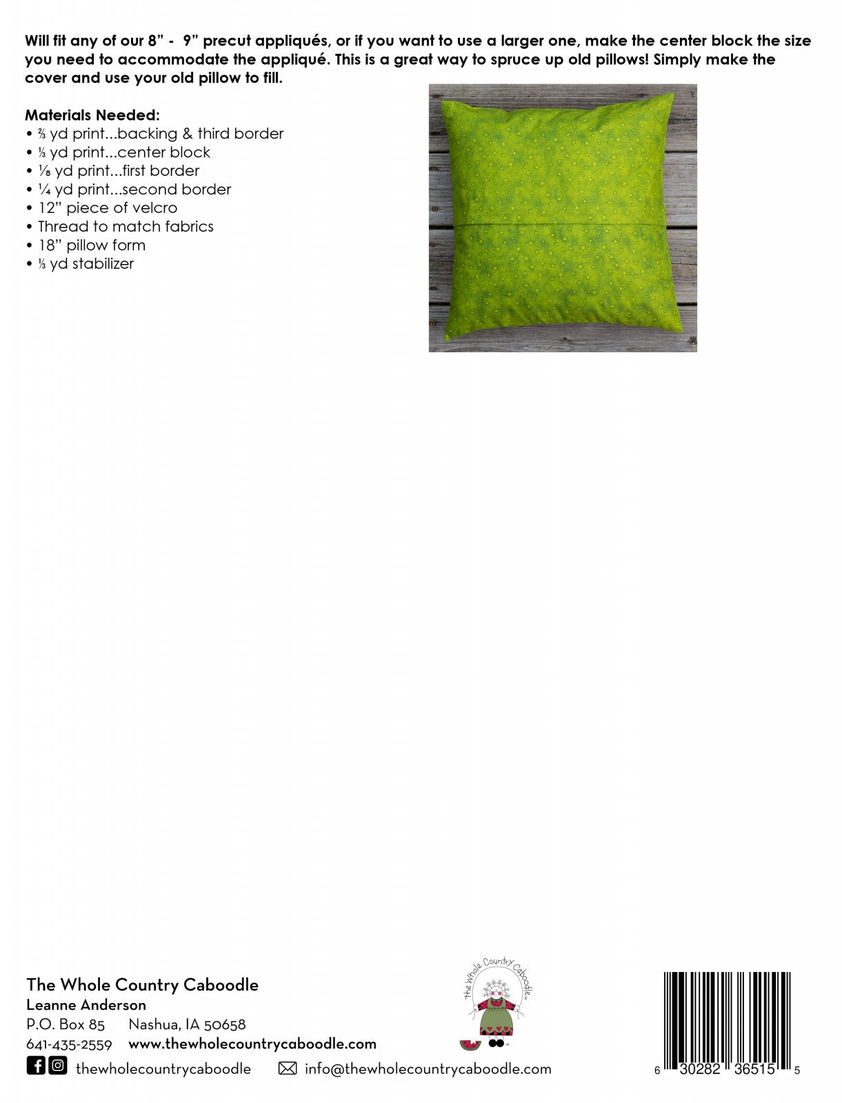 Flower Pillow Cover (Applique not included)