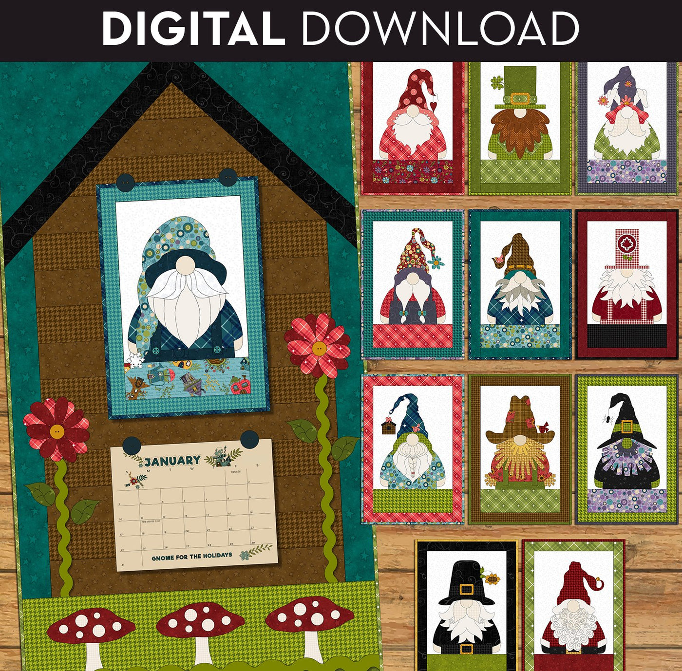 Canada Gnome for the Holidays Calendar Applique Quilt Pattern