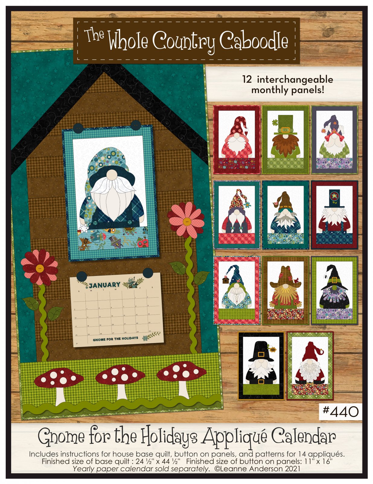 Gnome for the Holidays Applique Calendar Quilt Pattern
