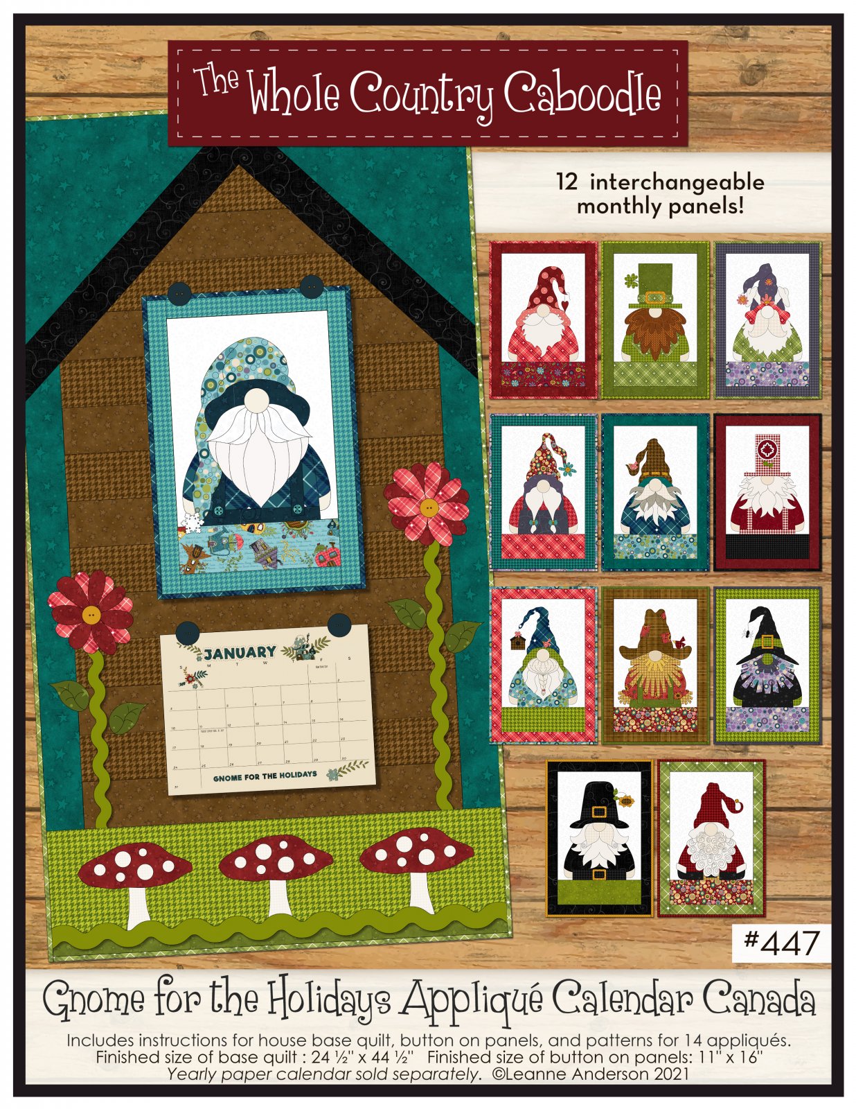 Canada Gnome for the Holidays Calendar Applique Quilt Pattern
