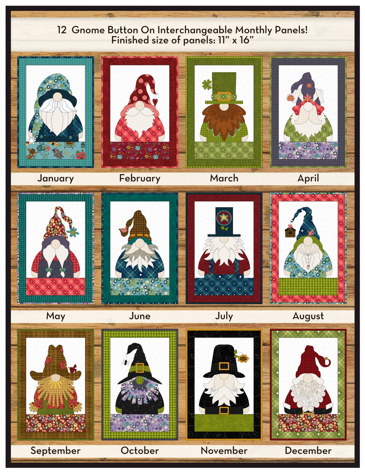 Gnome for the Holidays Applique Calendar Quilt Pattern