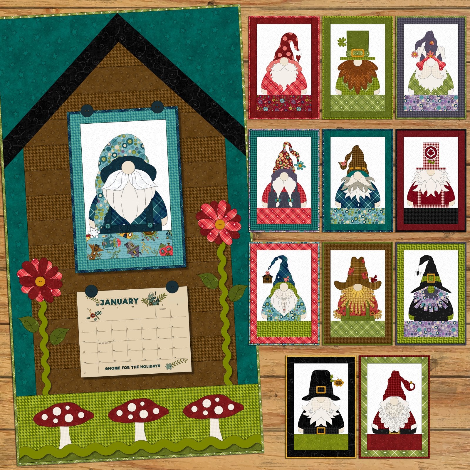 Canada Gnome for the Holidays Calendar Applique Quilt Pattern