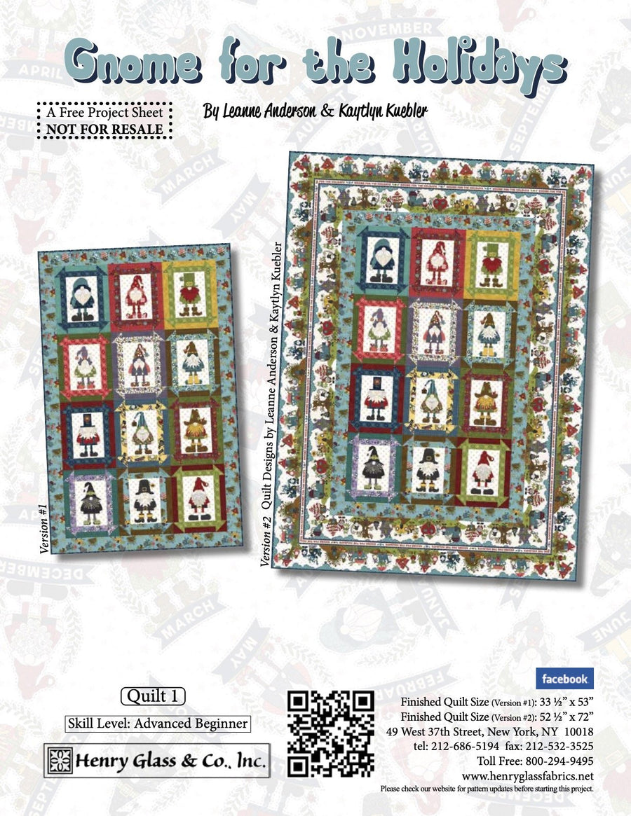 Gnome for the Holidays Quilt 1 Pattern (FREE Digital Download)