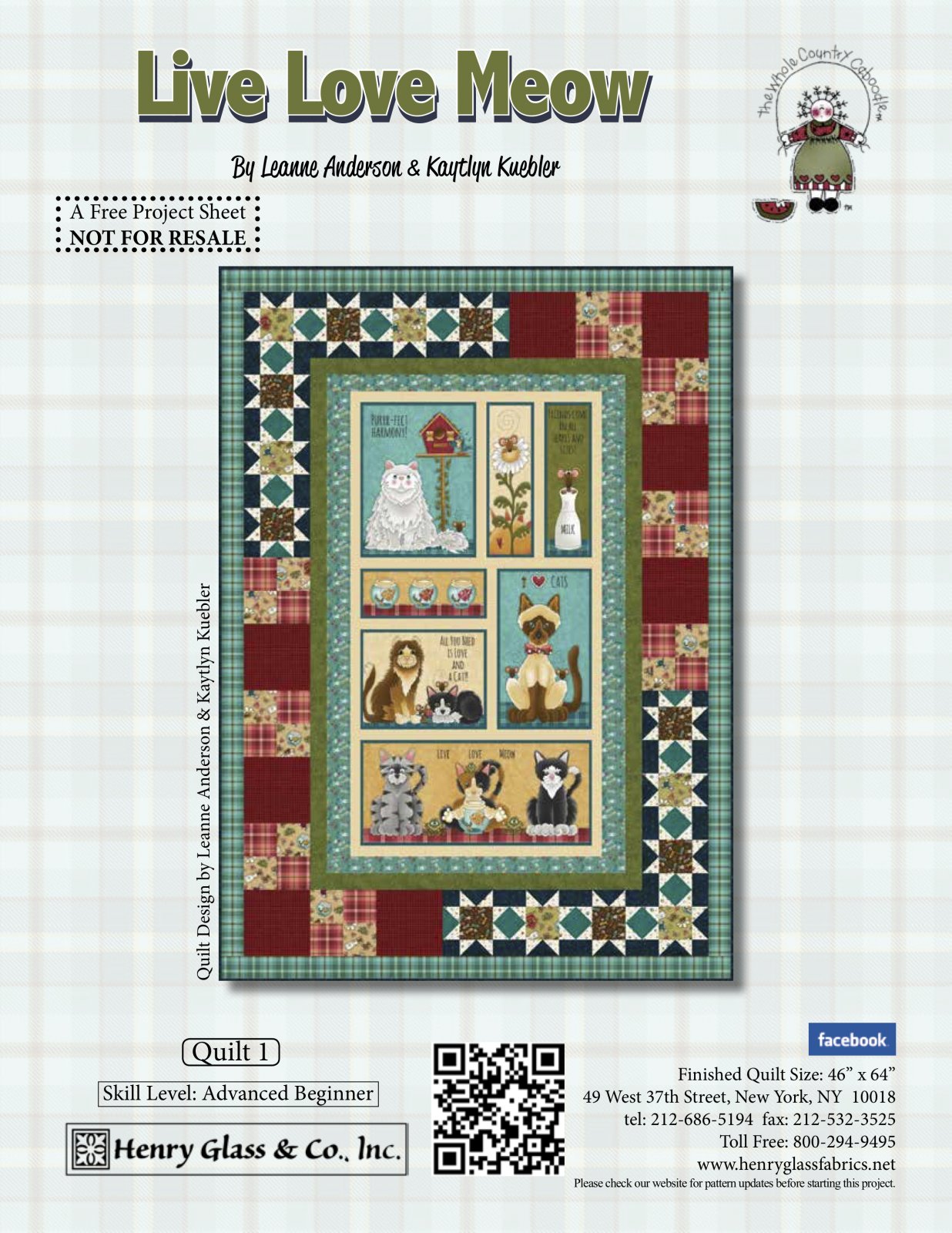 Live Love Meow Quilt 1 Pattern (FREE Digital Download)