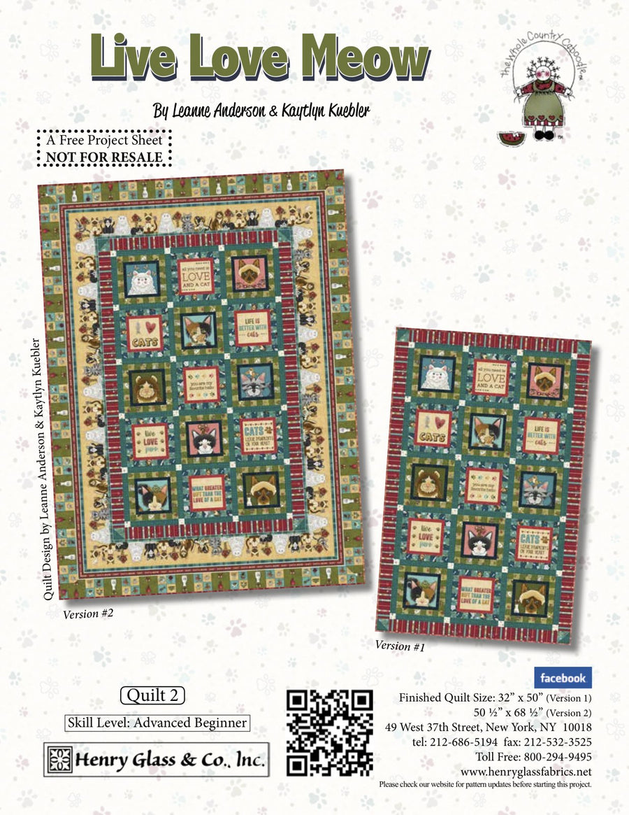 Live Love Meow Quilt 2 Pattern (FREE Digital Download)