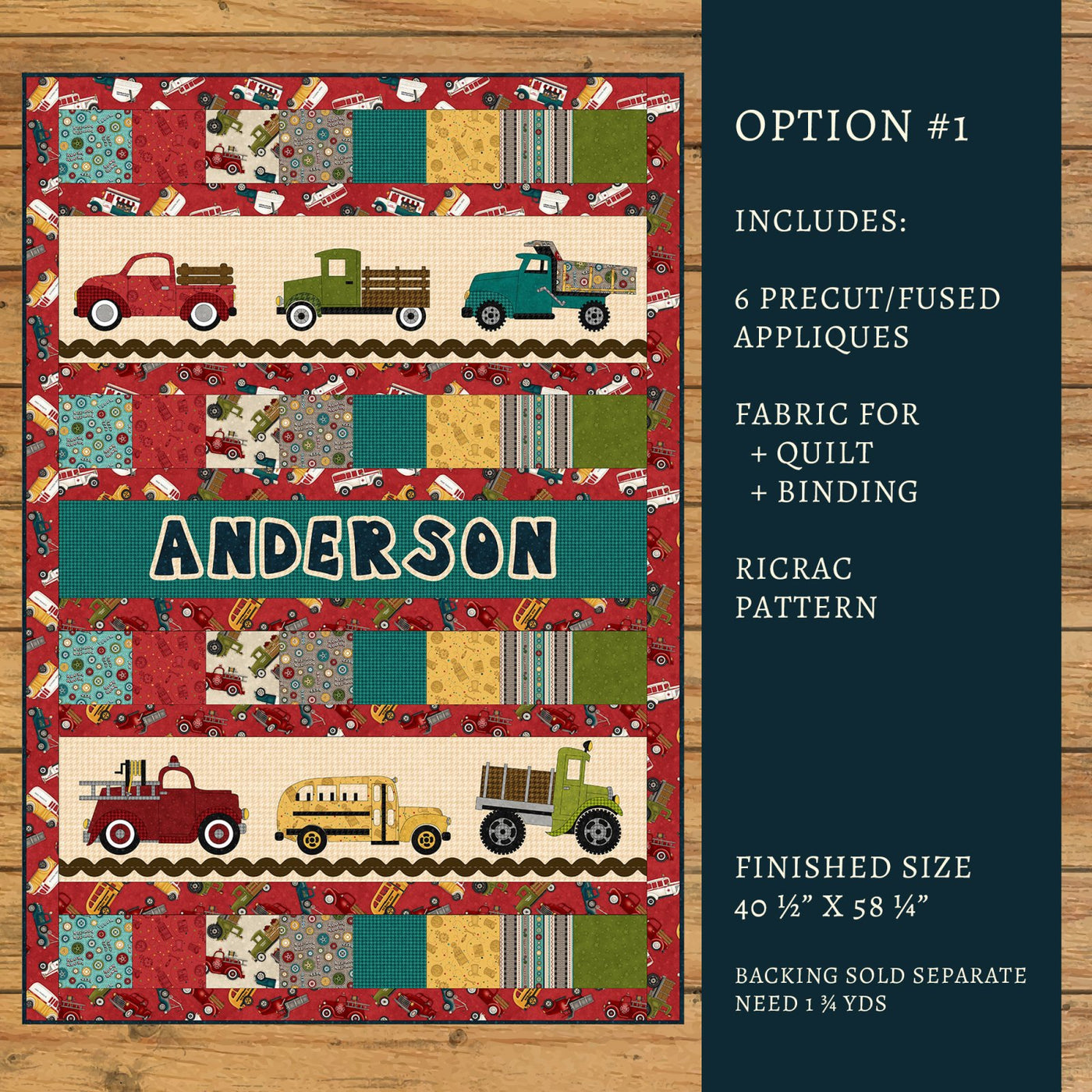 Papa's Old Truck Applique Quilt Kit