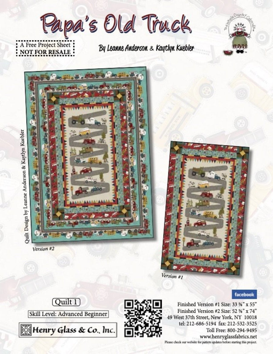 Papa's Old Truck Quilt 1 Pattern (FREE Digital Download)