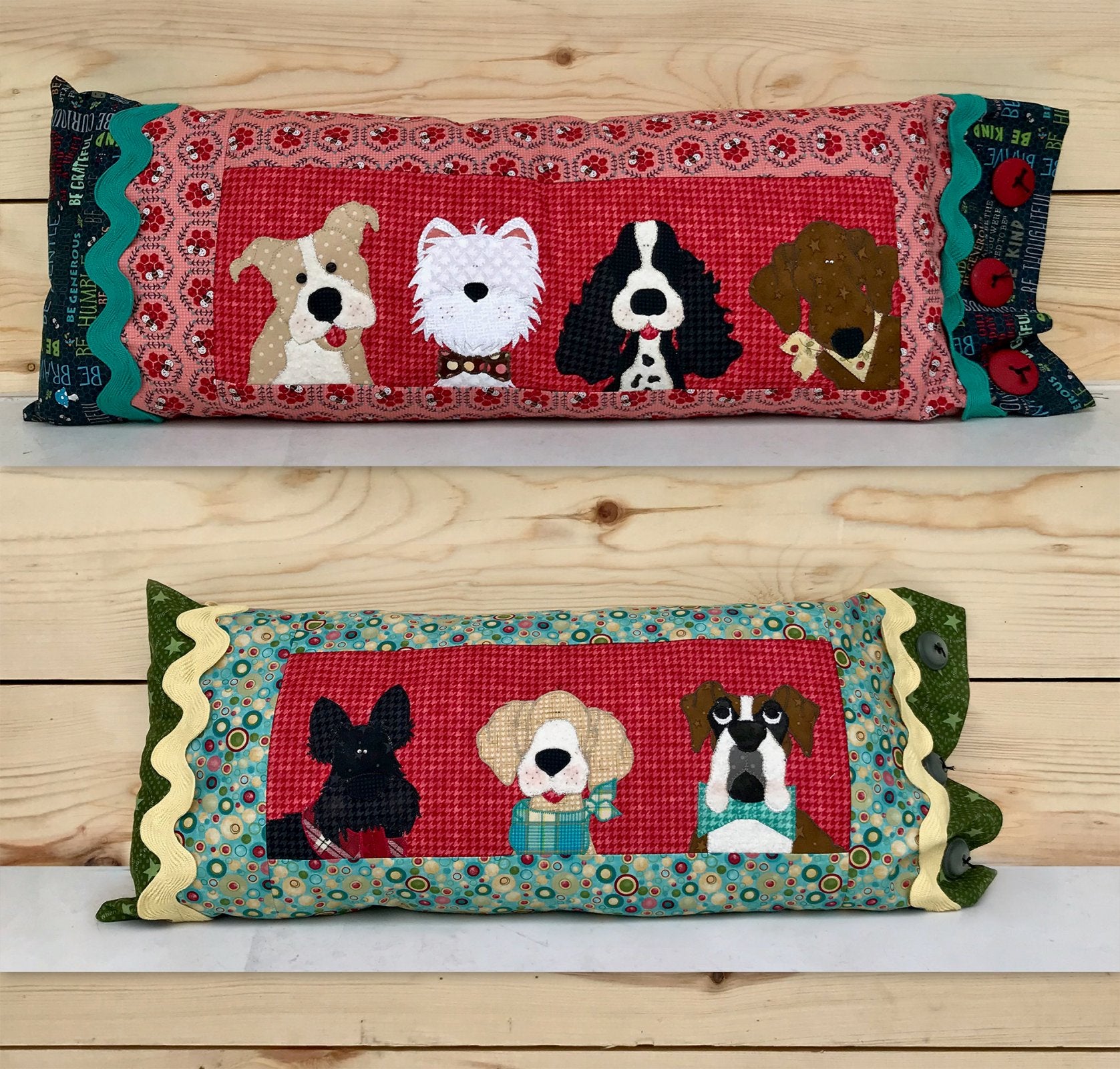 Puppy Bolster Pillows Pattern (Appliques not included)