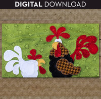 Rooster & Chicken Applique