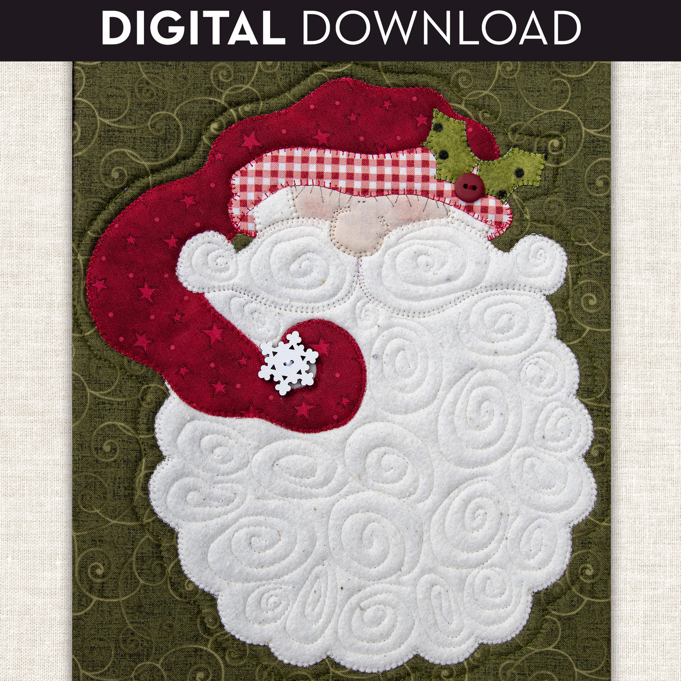Swirly Beard Santa Applique